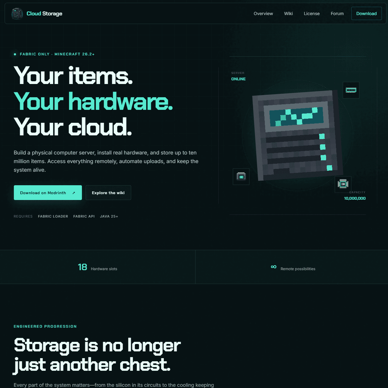 Cloud Storage Minecraft mod website